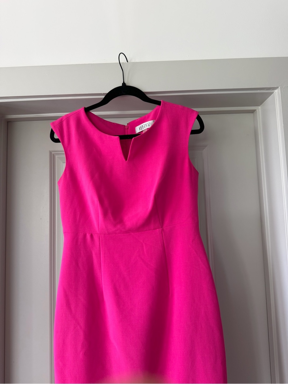 Kasper Bright Pink Cap-Sleeve Sheath Midi Dress - Picture 14 of 16